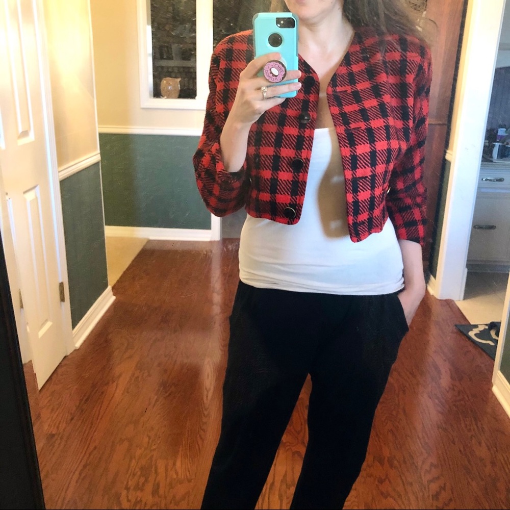 Vintage Anne Klein II plaid crop jacket